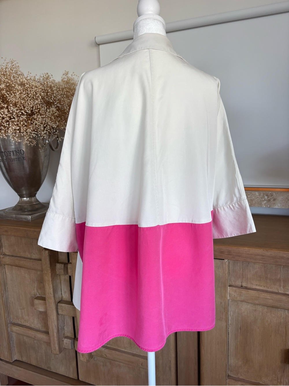 COS Oversized Shirt S Ivory Hot Pink Colorblock Minimalist Avant Garde Y2K 90s - Picture 4 of 16